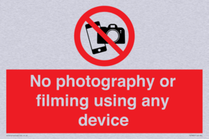 No photography or filming using any device